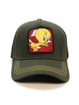 Gorra de rejilla PIOLIN "TWETTY" Looney Tunes oliva/negro